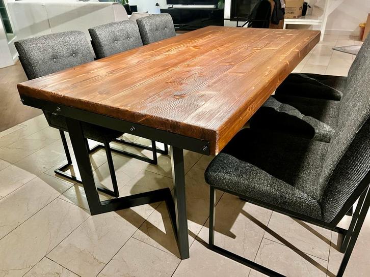 Eettafel - Kantoortafel - Grenen & Staal - 100x200 cm, Huis en Inrichting, Tafels | Eettafels, Nieuw, 100 tot 150 cm, 150 tot 200 cm