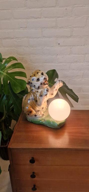 Unieke vintage tafellamp - welpje panter beschikbaar voor biedingen