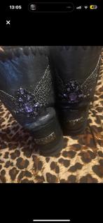 Mou Laarzen Zwart Glitter Strass Vleugels Maat 39, Ophalen of Verzenden, Zo goed als nieuw, Zwart, Lage of Enkellaarzen