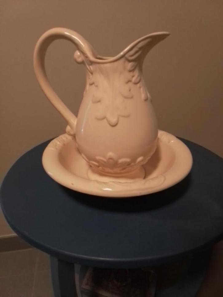 Crème Lampetstel 2-delig, Antiek en Kunst, Antiek | Keramiek en Aardewerk, Ophalen of Verzenden