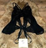 Open transparante body, Verzenden, Zwart, Body of Korset