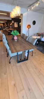 Eettafel massief eiken 240Bx75HGx100D, Vijf personen of meer, Tijdloos, Eikenhout, Rechthoekig