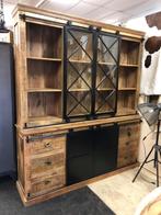 Vitrine kast mangohout, Ophalen, 200 cm of meer, Met deur(en), 150 tot 200 cm