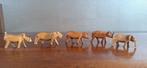 Handgesneden houten miniatuur dieren, olifant, leeuw, Wild dier, Ophalen of Verzenden, Zo goed als nieuw, Beeldje of Figuurtje