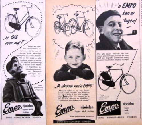 9 vintage advertenties reclames fietsen 1954 fiets rijwiel R, Verzamelen, Merken en Reclamevoorwerpen, Gebruikt, Reclamebord, Verzenden