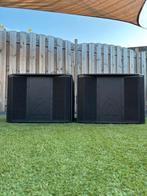 Master Audio Set: 2 Subs, 2 Tops + Flightcase - Zeer Goed!, Subwoofer, Zo goed als nieuw, 120 watt of meer, Ophalen