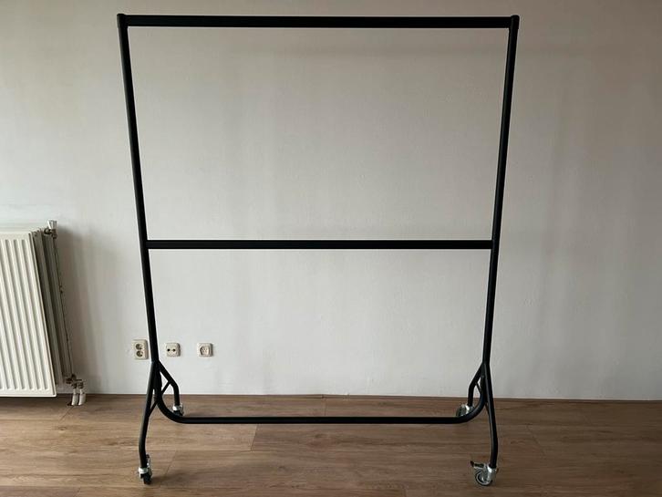 Industrieel dubbel kledingrek metaal zwart verrijdbaar, Kleding | Dames, Kledingrekken, Zo goed als nieuw, Met wielen, Ophalen