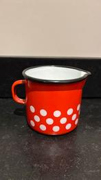 Melkkannetje rood emaille met witte stippen, Ophalen of Verzenden