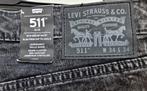 Nieuwe Levi's 511 met labels maat w34 l34 kleur black grey, Nieuw, Grijs, Ophalen of Verzenden, W33 - W34 (confectie 48/50)