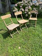 Drie vintage tuinstoelen, klapmodel, Ophalen, Zo goed als nieuw, Hout