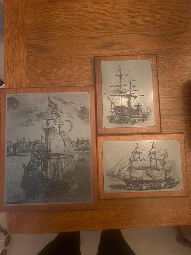 Vintage Schepen Muurdecoratie Set, Antiek en Kunst, Kunst | Etsen en Gravures, Ophalen of Verzenden