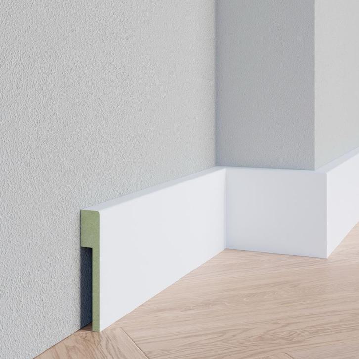 2 overzetplinten (gelakt) = 2 keer 2440 mm, Doe-het-zelf en Verbouw, Plinten en Afwerking, Nieuw, Plinten, Mdf, 200 tot 250 cm