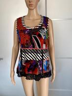 J423 Pause Cafe maat 40=M fleurig top shirt blouse blauw/wit, Maat 38/40 (M), Blauw, Ophalen of Verzenden, Zo goed als nieuw