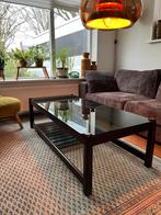 Vintage Wengé Salontafel met Rookglas, Ophalen, Gebruikt, 50 tot 100 cm, 100 tot 150 cm