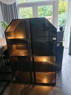 Vintage vitrinekast met verlichting., Huis en Inrichting, Kasten | Vitrinekasten, Ophalen, Gebruikt, 25 tot 50 cm, 150 tot 200 cm