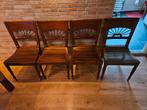 Hardhouten eettafel stoelen, Huis en Inrichting, Stoelen, Ophalen, Gebruikt, Bruin, Vier