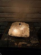 Vintage Dik Glazen Vierkante Plafondlamp bloemmotief, Ophalen of Verzenden, Gebruikt, Glas, Vintage