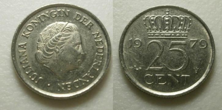 PD02602 Juliana 25 cent 1979, Postzegels en Munten, Munten | Nederland, Losse munt, 25 cent, Koningin Juliana, Ophalen of Verzenden