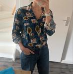 Vintage Camargue blouse 80s print - maat M/L, Kleding | Dames, Maat 38/40 (M), Blauw, Ophalen of Verzenden, Zo goed als nieuw