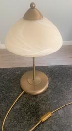 Vintage messing tafellamp 45 cm, Gebruikt, Ophalen of Verzenden, Glas, Minder dan 50 cm