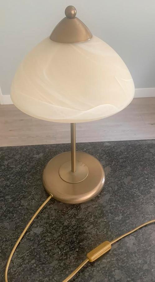 Vintage messing tafellamp 45 cm, Huis en Inrichting, Lampen | Tafellampen, Gebruikt, Minder dan 50 cm, Glas, Ophalen of Verzenden
