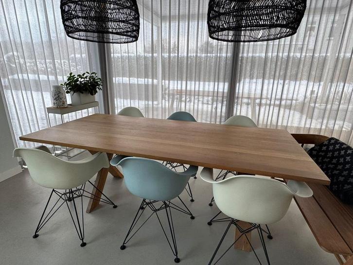 Ethnicraft Petterson eettafel - 220x100 cm, Huis en Inrichting, Tafels | Eettafels, Zo goed als nieuw, 100 tot 150 cm, 200 cm of meer