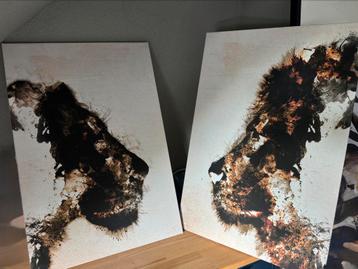 Canvas duo Lion- lioness beschikbaar voor biedingen