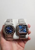 Cartier santos ✅ patek philippe automaat staal blauw doos, Sieraden, Tassen en Uiterlijk, Horloges | Heren, Staal, Staal, Polshorloge