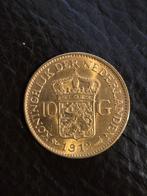 1912 Gouden 10 Gulden Wilhelmina, Postzegels en Munten, Munten | Nederland, Koningin Wilhelmina, Losse munt, 10 gulden, Goud