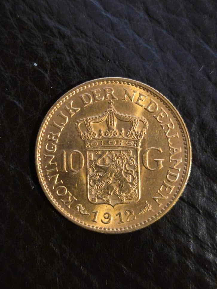 1912 Gouden 10 Gulden Wilhelmina, Postzegels en Munten, Munten | Nederland, Losse munt, 10 gulden, Koningin Wilhelmina, Goud, Ophalen of Verzenden