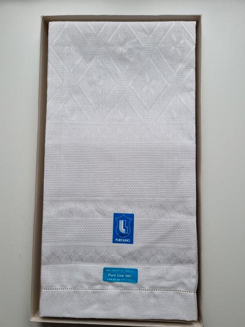 100% Linnen Damast Badhanddoeken (set van 6) Wit, Huis en Inrichting, Badkamer | Badtextiel en Accessoires, Nieuw, Handdoek, Wit