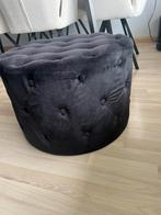 Zwarte velvet poef, Huis en Inrichting, Ophalen, Zo goed als nieuw, Rond, Minder dan 50 cm