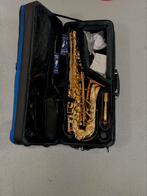 Jupiter saxofoon, goud, koffer + rietjes + riem en doekjes, Muziek en Instrumenten, Blaasinstrumenten | Saxofoons, Gebruikt, Ophalen of Verzenden
