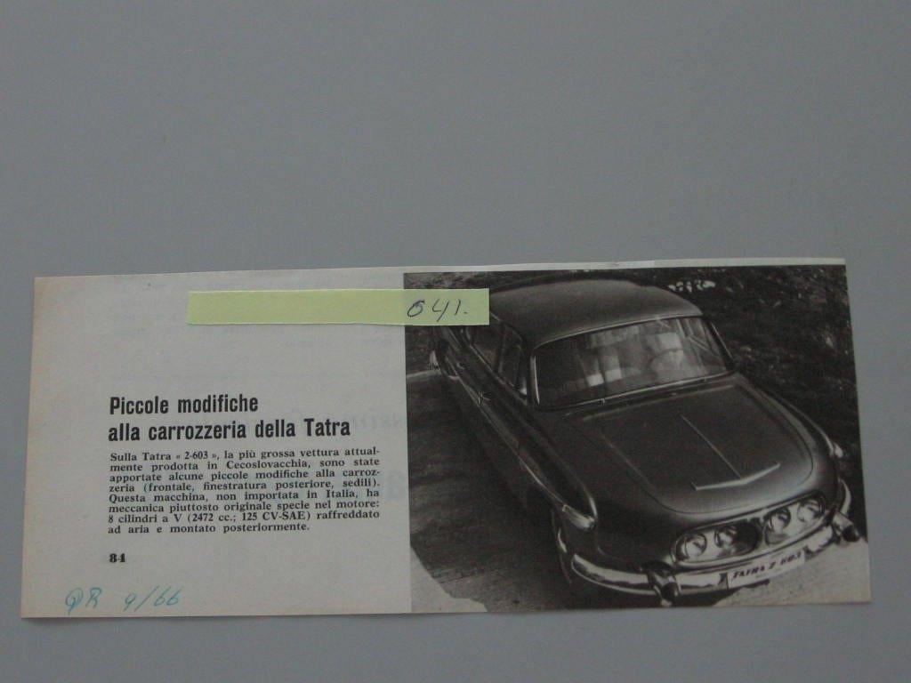 TATR 041 TATRA 2-603, knipsel 1966, Ophalen of Verzenden, Zo goed als nieuw, Overige merken