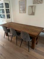 Houten eettafel met stoelen en bank, Ophalen, Gebruikt, 200 cm of meer, 50 tot 100 cm