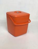 Vintage retro oranje emmer uit de jaren 70 met zilveren knop, Verzamelen, Retro, Ophalen of Verzenden, Huis en Inrichting