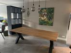 Tafel en lamp, Huis en Inrichting, Tafels | Eettafels, Ophalen, Gebruikt, 100 tot 150 cm, Eikenhout