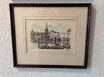 Jos van Dijk - Groothoofdpoort Dordrecht - Tekening Ingelijs, Ophalen