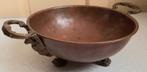 Antiek rood koperen fruitschaal, Overige materialen, Gebruikt, Schaal, Rond