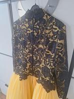 Gele galajurk met zwarte kanten top, Ophalen, Galajurk, Geel, Maat 42/44 (L)