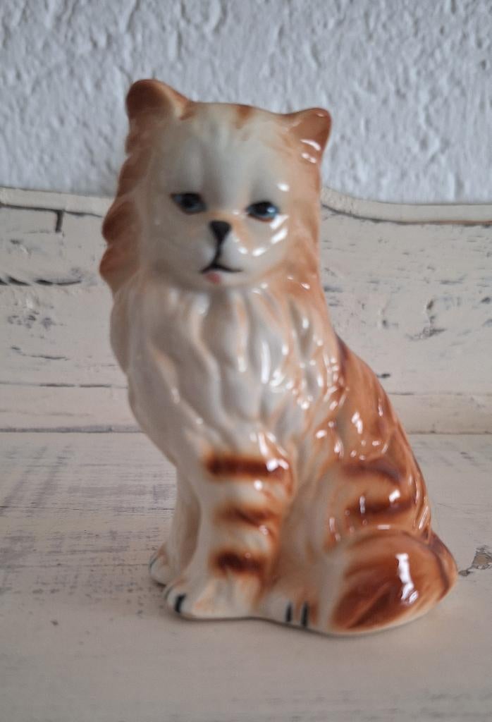 Vintage Bone China rode perzische kat poes beeldje, Ophalen of Verzenden, Gebruikt, Dier