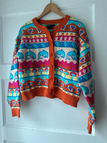 Superleuk gebreid kleurrijk vest hart paddestoel Asos XS S beschikbaar voor biedingen