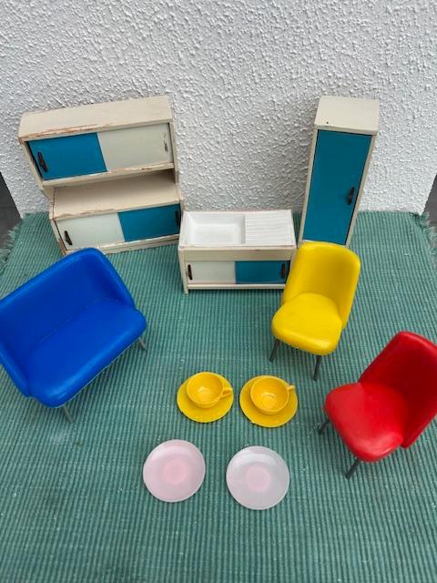Vintage oude poppenhuis meubeltjes., Verzamelen, Poppenhuizen en Toebehoren, Gebruikt, Poppenhuis, Ophalen of Verzenden
