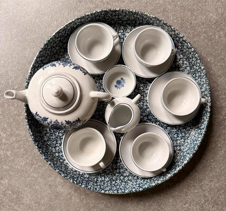 Vintage theeserviesje met blauw bloemenpatroon, Kinderen en Baby's, Speelgoed | Speelkeukens, Zo goed als nieuw, Ophalen of Verzenden