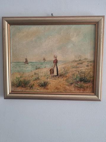 Schilderij Moeder en Kind aan Zee beschikbaar voor biedingen