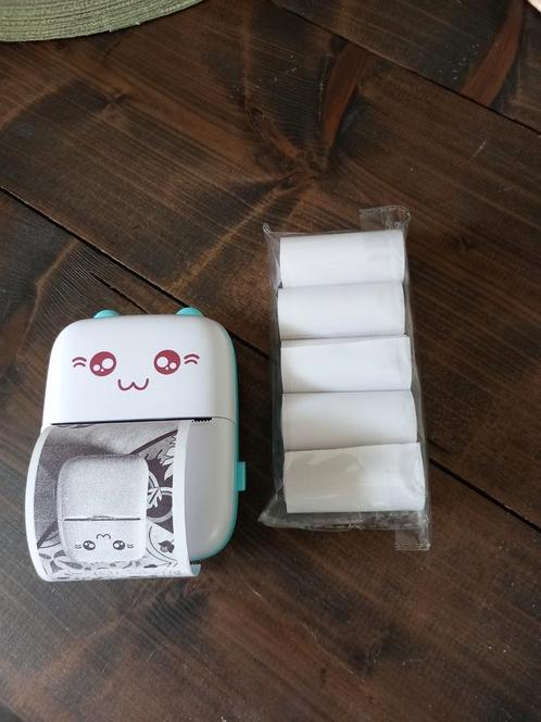 Mini pocketprinter, blauwe versie, DAGDEAL!!! 5 rolletjes, Computers en Software, Pocketprinters, Nieuw, Ophalen of Verzenden