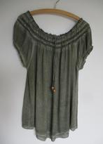Legergroene blouse met kant en smok, maat L, Kleding | Dames, Oosterveldweg 15, 7274 DZ, Verzenden, Maat 42/44 (L), Zo goed als nieuw