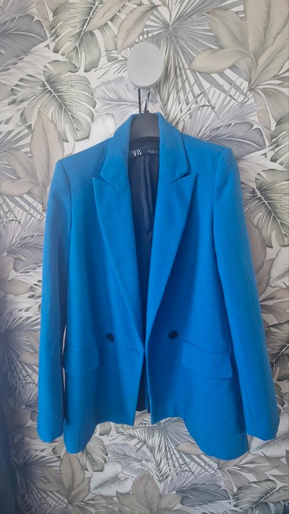 Blauwe Zara Blazer - Maat XS, Kleding | Dames, Jasjes, Kostuums en Pakken, Zo goed als nieuw, Jasje, Maat 34 (XS) of kleiner, Blauw