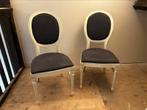 Twee witte medaillon stoelen met blauwe stof, Ophalen, Gebruikt, Twee, Blauw