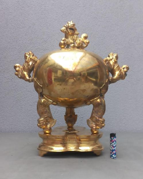 Wierookbrander, Three-Dragon Golden Copper Peak, 20e eeuw, Antiek en Kunst, Kunst | Niet-Westerse kunst, Ophalen of Verzenden